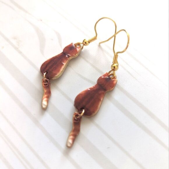Orange Tabby Cat Earrings   - Picture 2 of 7